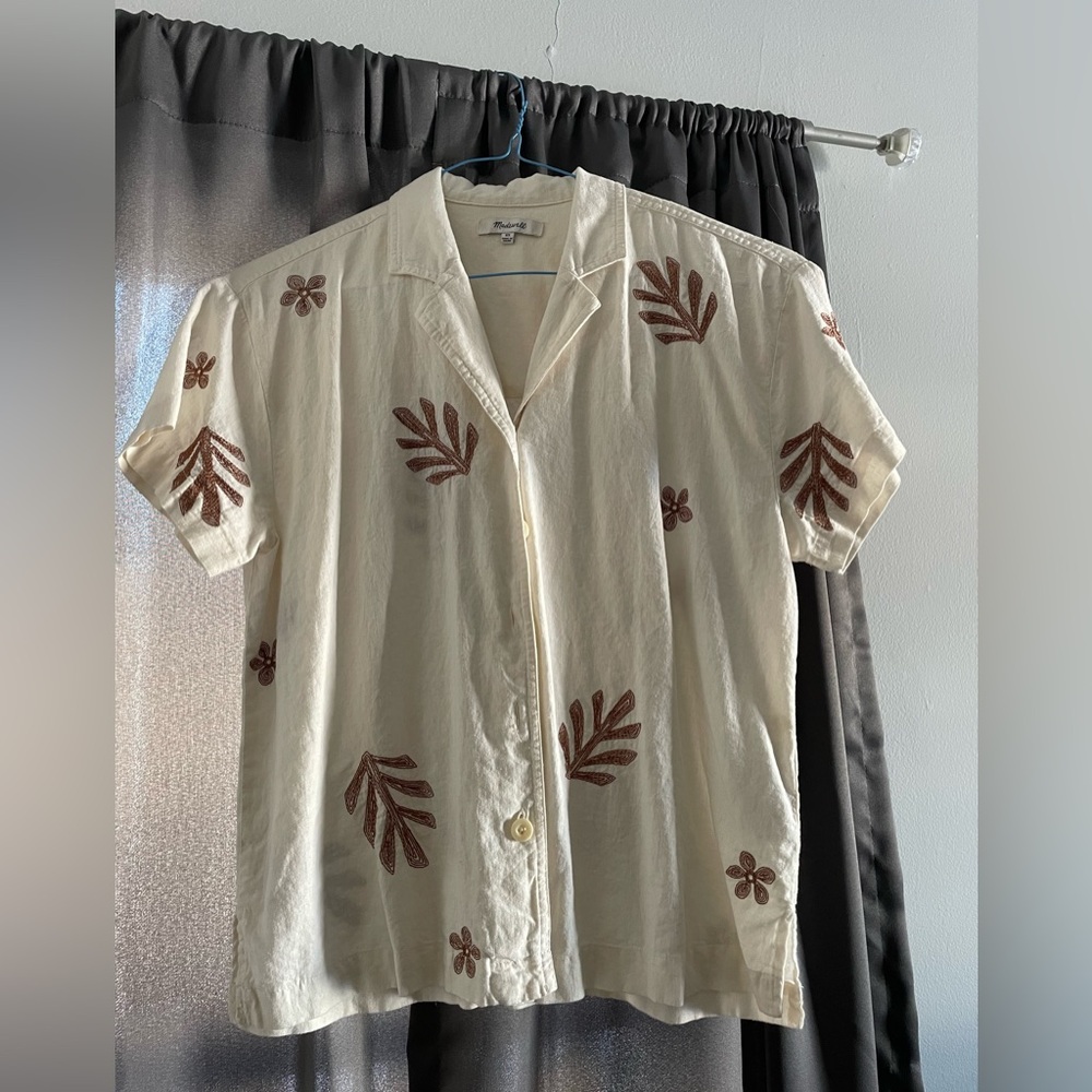 Madewell Cream Short Sleeve Shirt